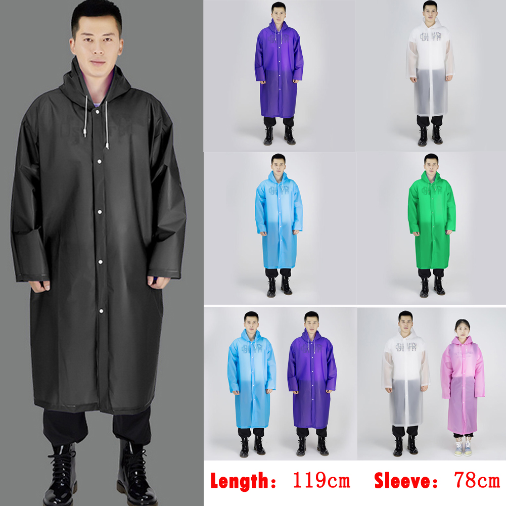 Women Waterproof Jacket EVA Clear Raincoat Rain Coat Hooded Poncho Rainwear New