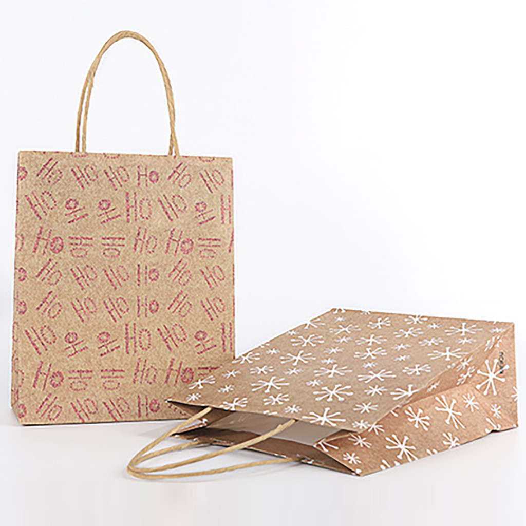 christmas gift bag paper bag packaging kraft paper bottom tote
