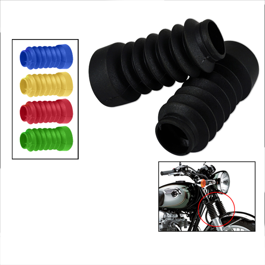Black Motorcycle Fork Rubber Cover Gaiters Boots Front Shock Absorber