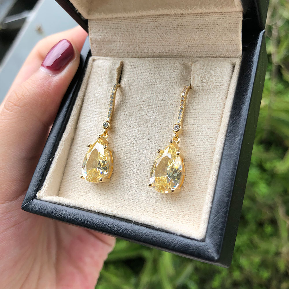 citrine and diamond earrings