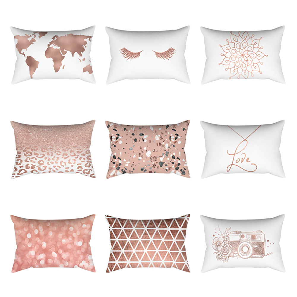 rose gold pink cushions