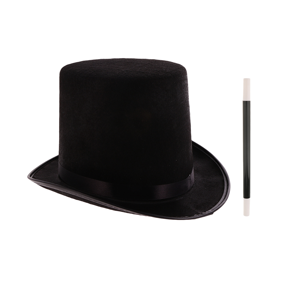 CHILDS TOP HAT 55CM AND BLACK BOW TIE MAGICIAN VICTORIAN FANCY DRESS COSTUME