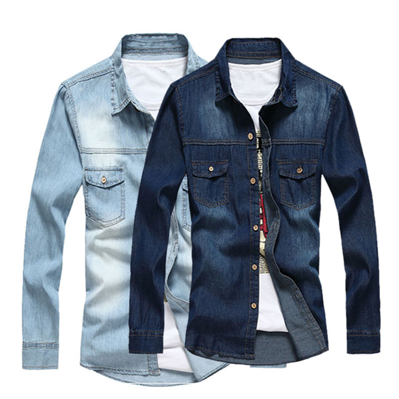 mens slim fit denim shirt