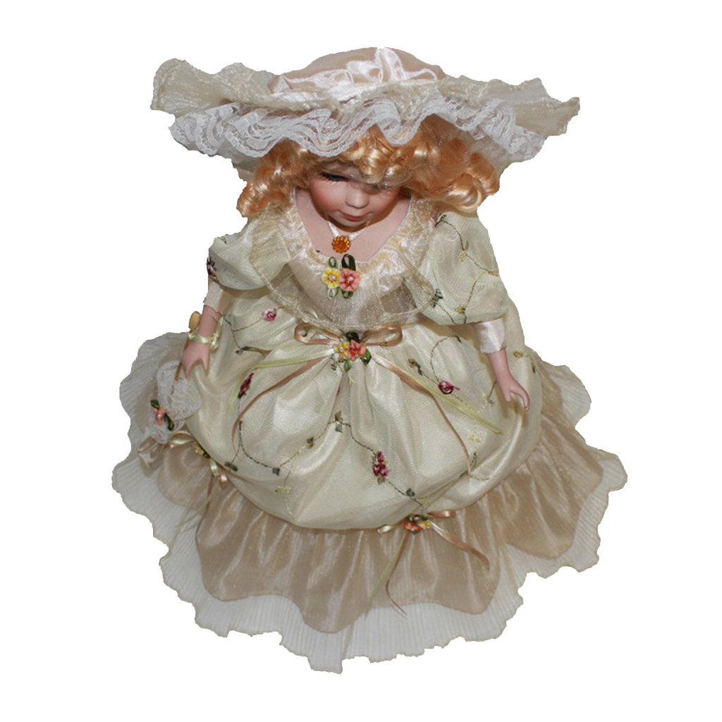 16inch Victorian Porcelain Doll with Clothes & Stand Home Display Decor Gift