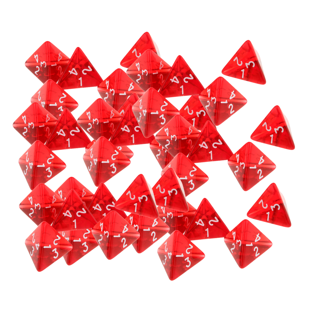 100 Pieces Red Gem Polyhedral Dices Set D4 Die Four-sided Dice for   Table Games 