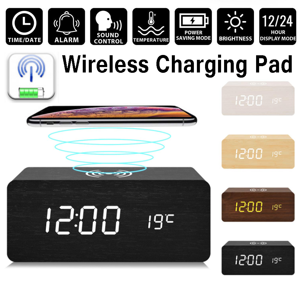 Alarm Clock Large Digital LED Display Portable Modern Battery Operated MMH