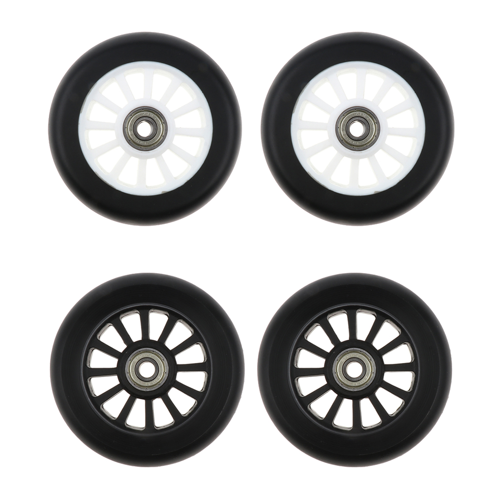 2pcs Durable 100mm Scooter Wheels PU Skates Trolley Wheels Replacement Black 