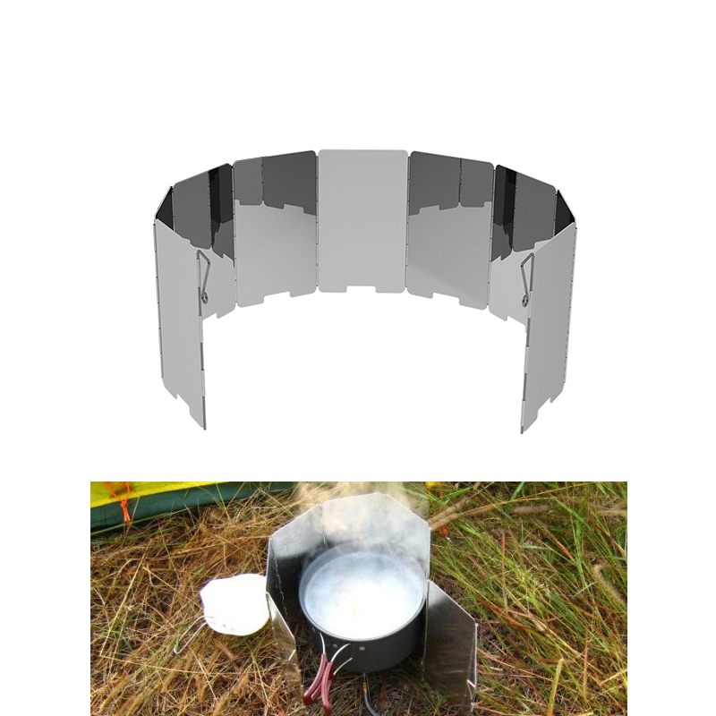 Silfrae Portable Camping Burner Windscreen 8 Plates Aluminum Foldable Windscreen