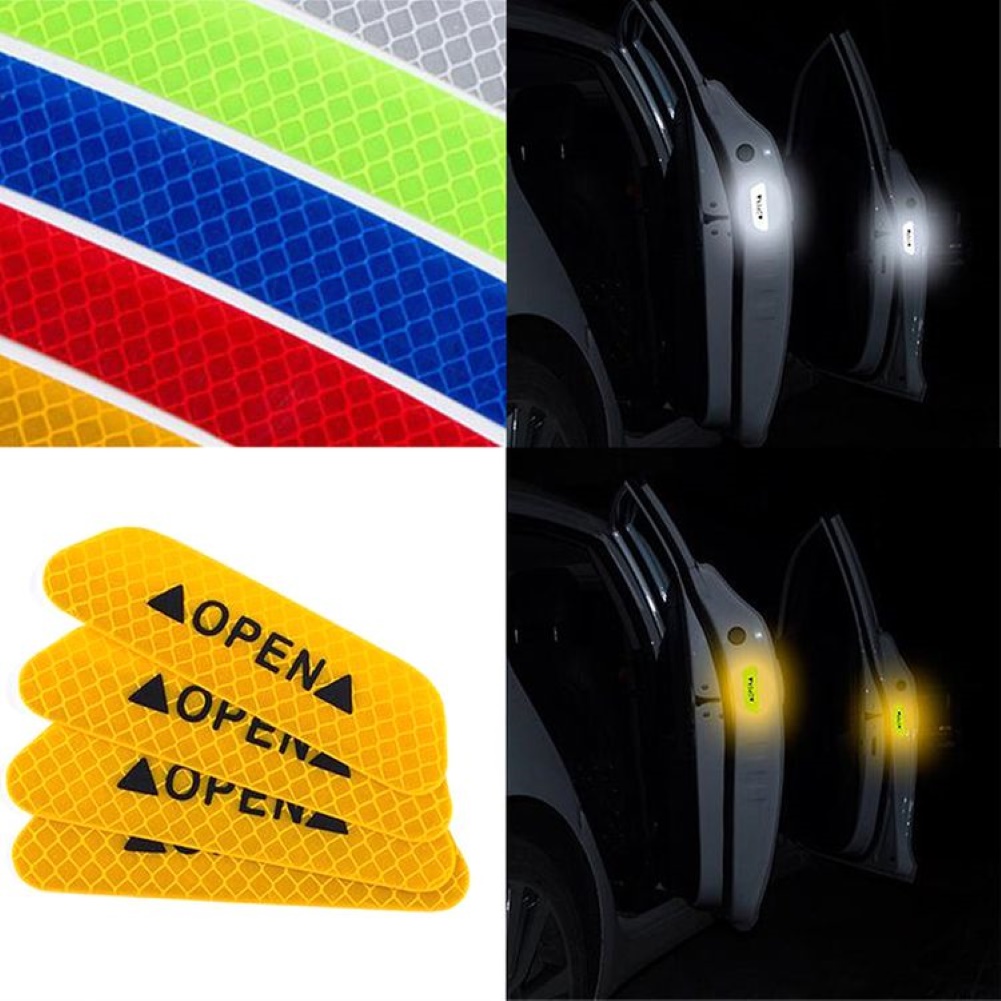 4pcs reflective car vehicle open door safety mark