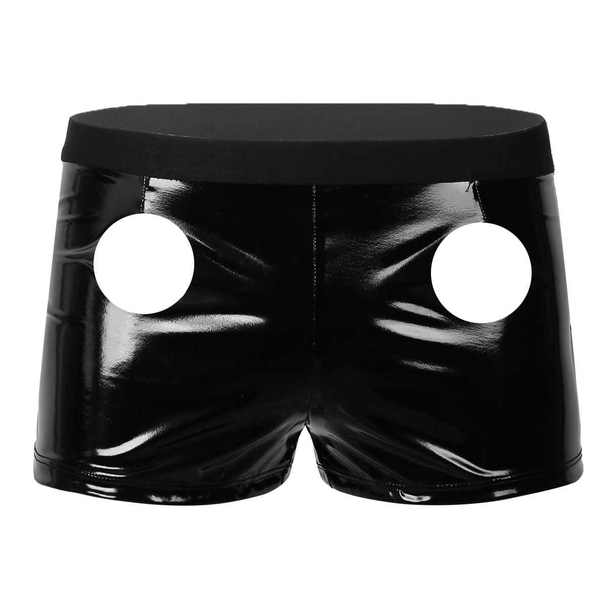 YiZYiF Mens Faux Leather Zipper Pouch Tight Boxer Shorts Wet Look Trunk Underpants