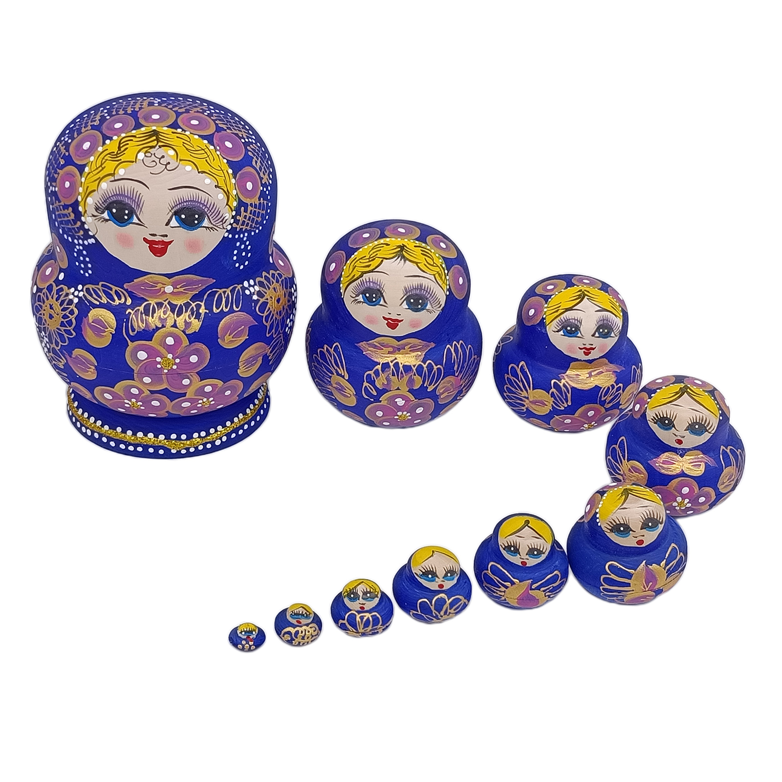 10pcs Vintage Girls russe poupée gigognes empilables Matryoshka poupées 
