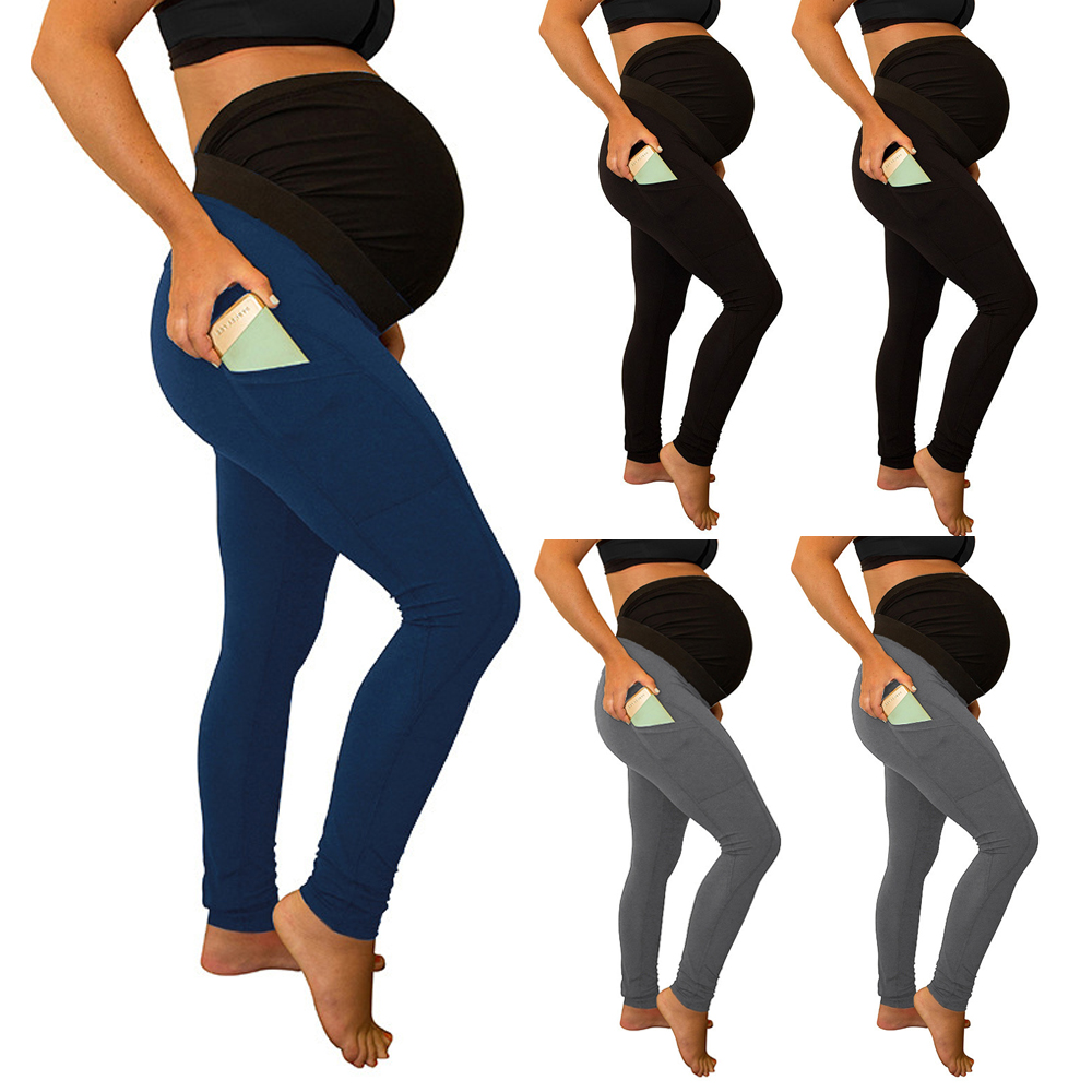 Ladies Maternity Seamless Full Length Pants Stretch Trousers Pregnant Leggings
