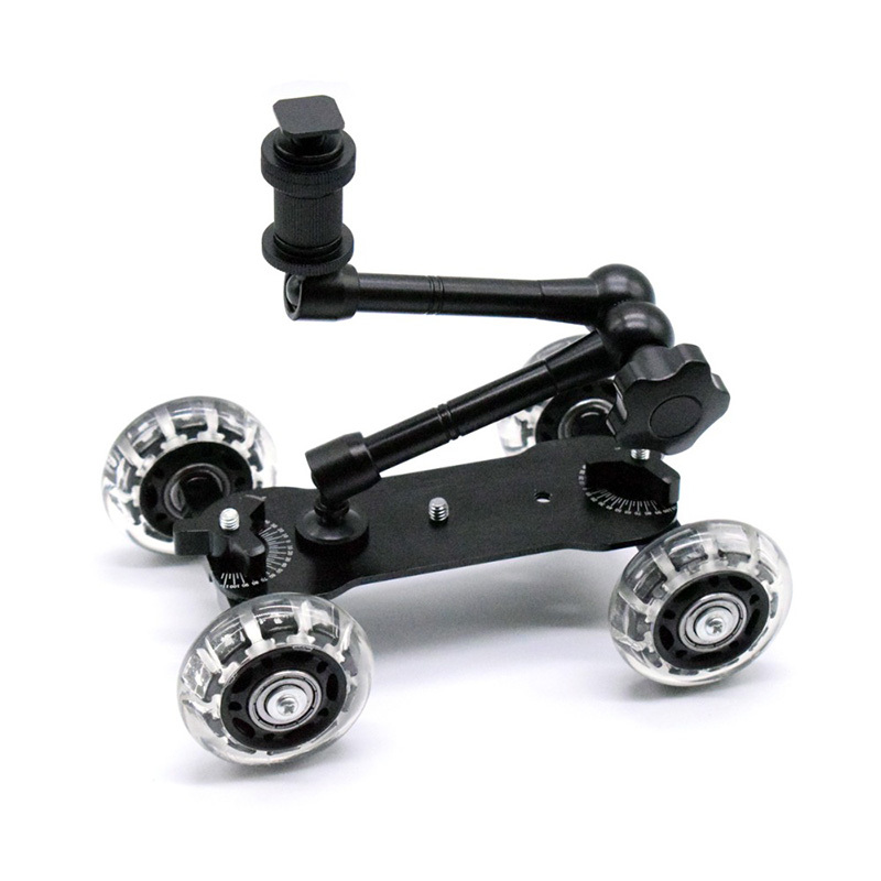 Description Picture 6 of itemMobile Rolling Sliding Dolly Stabilizer Skater Slider 11" Articulating Magic Arm Camera Stand Photography Car for GoPro 9 8 6 5