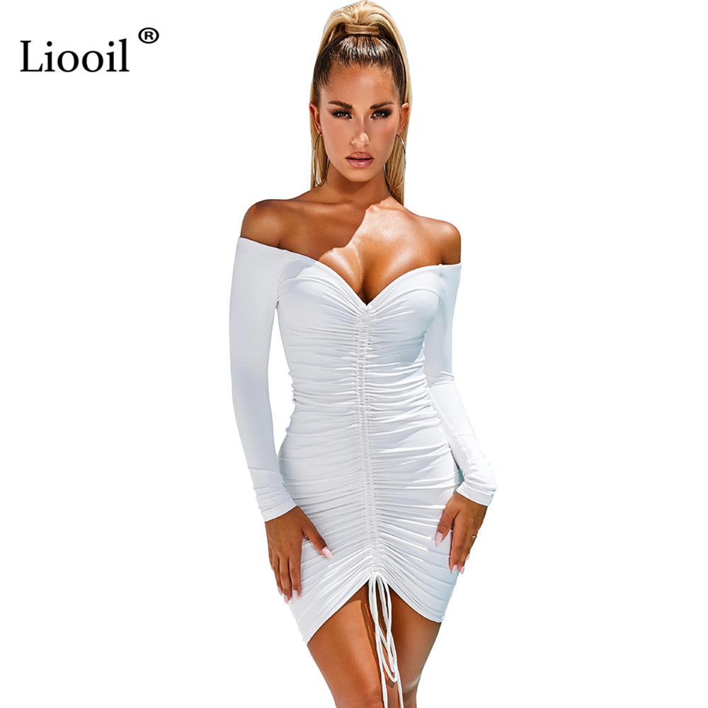 white off the shoulder tight dress