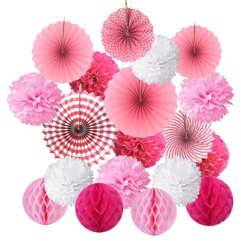 6x Tissue Paper Fan Flower Charm Wedding Home Party Garland Hanging Decoration
