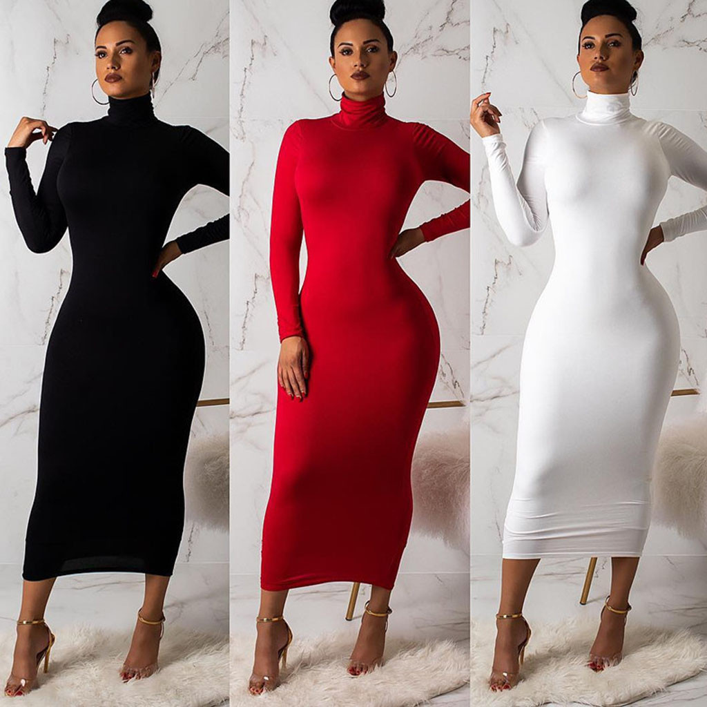 tight long sleeve maxi dress