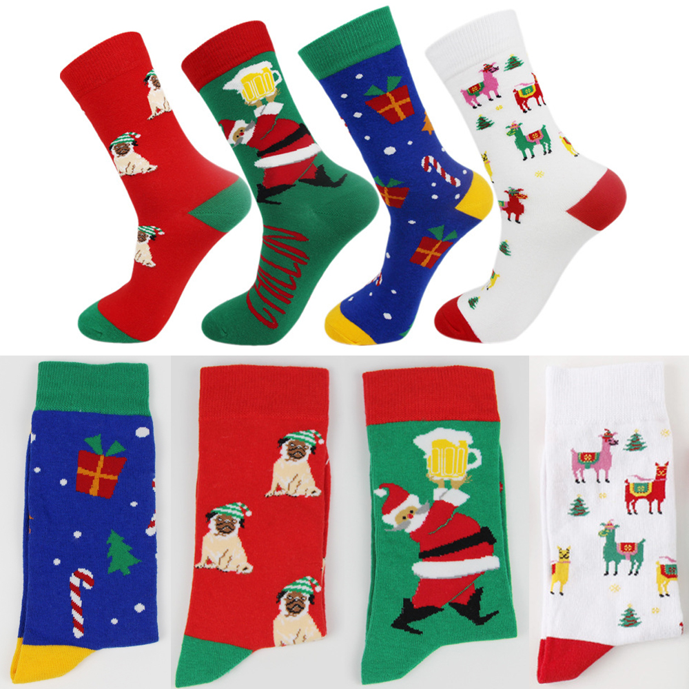 new year santa claus christmas tree snow elk gift happy socks