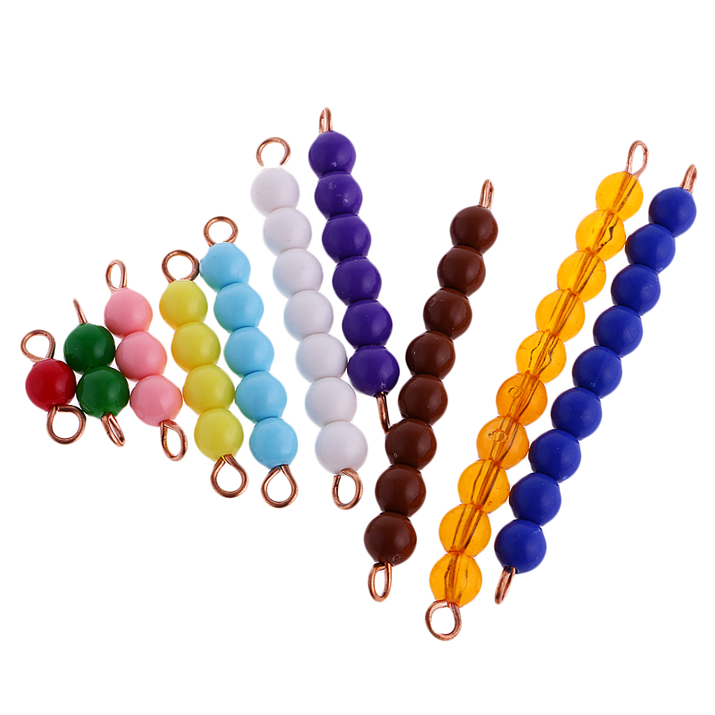 MagiDeal Kids Montessori Educational Toy 1-9 Beads Bar Number Counting Toy 
