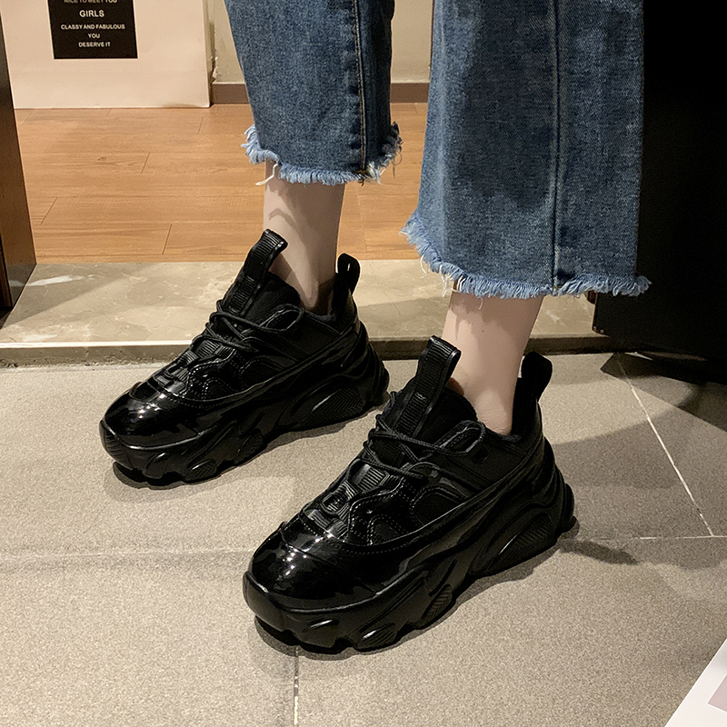black chunky sole sneakers