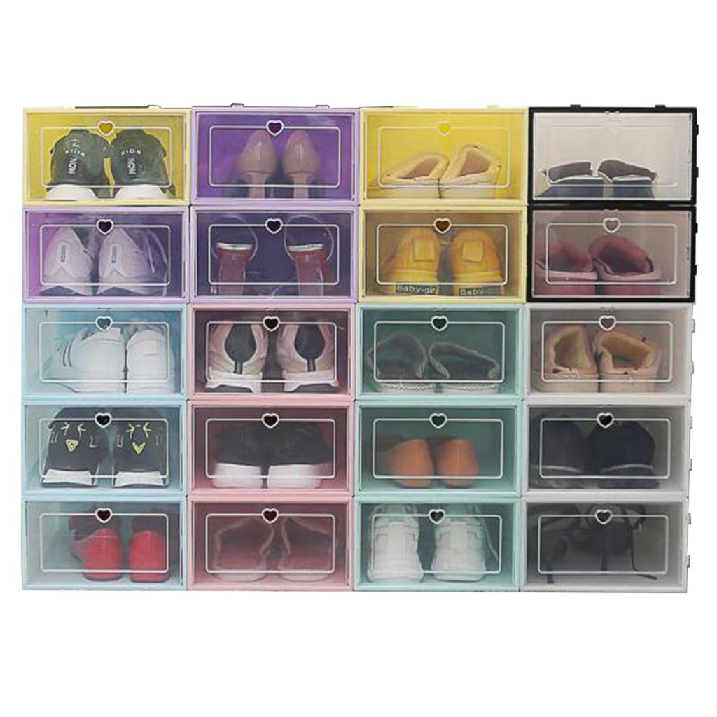 White Foldable Shoe Organizer for Men /& Women Shoes Front Entry and Clear Plastic Shoe Container and Sneaker Display Box for Closets and Entryway sweetgo 12 Pcs Stackable Shoe Storage Boxes