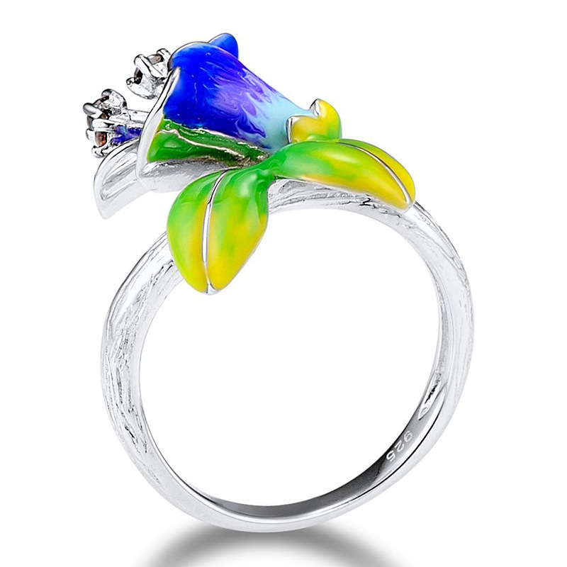 Un conjunto de dos Ajustable Tono Oro Esmalte Cristal Y Mariposa Y Daisy Anillos