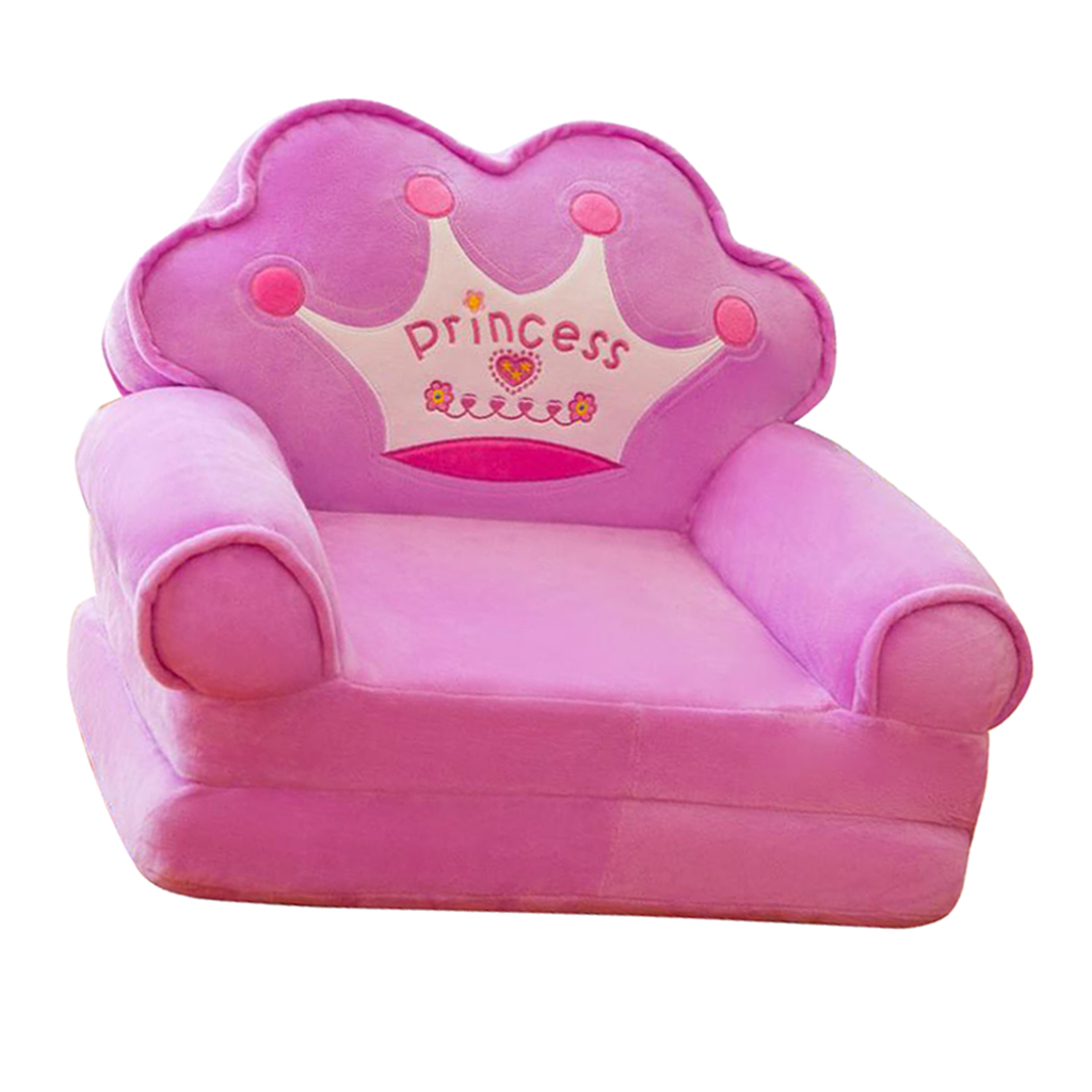 Mini Cartoon Kids Fold Sofa Cover Washable Chair Seat Slipcover Crown_2 