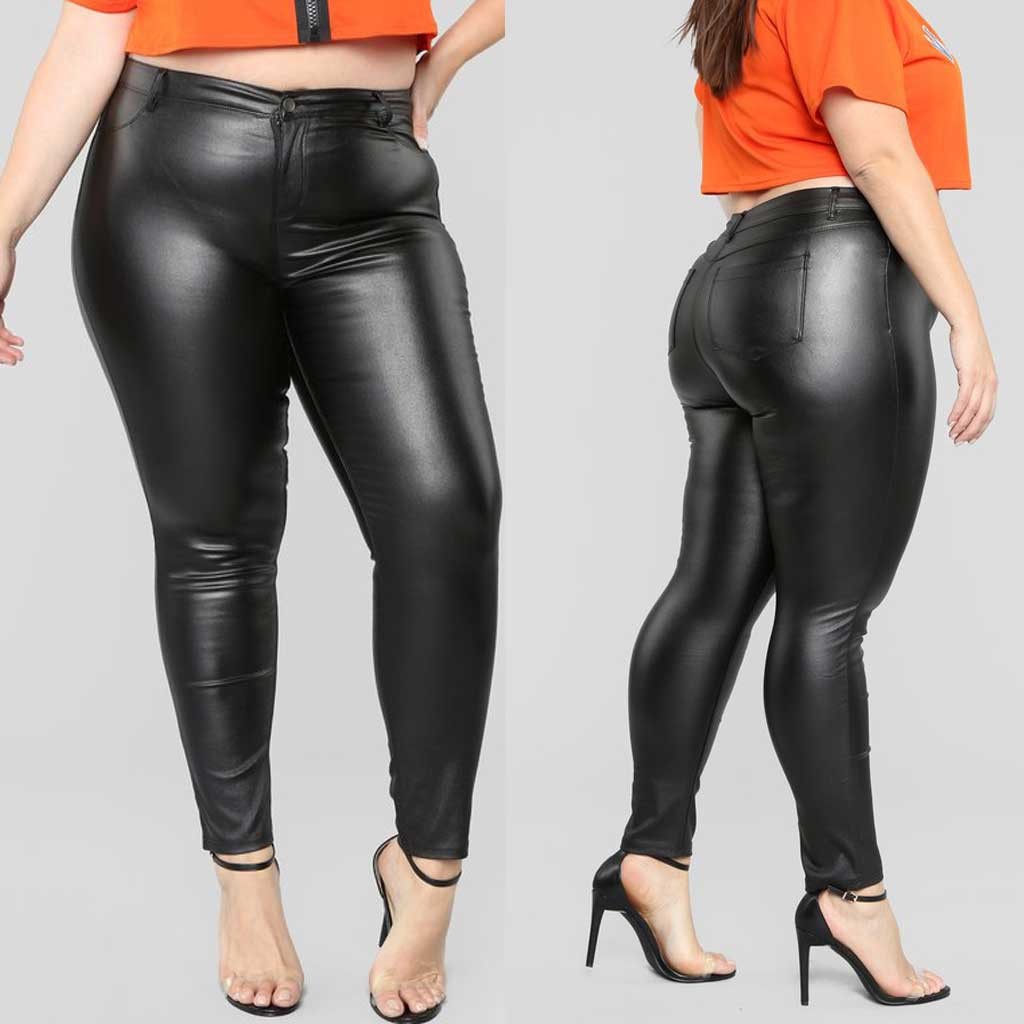 women's plus size faux leather pants