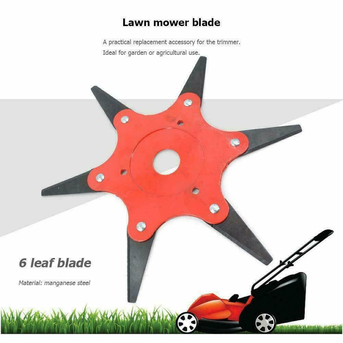 trimmer head lawn mower 6 steel blades razors 65mn lawn grass