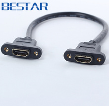 1.4V HDMI A Type Fmale to HDMI Female Extension Cord Screw Holes Lock Panel Mount Cable with screws 1ft 3ft 30cm 100cm 1m