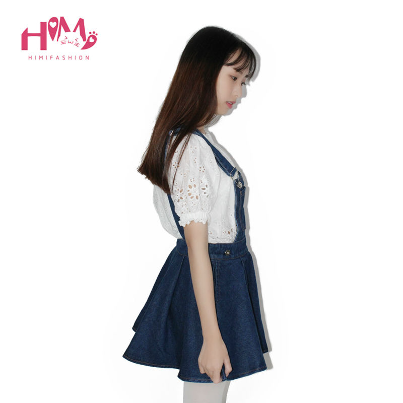 Vivi Japan Sstrap School Denim Dress For Ladies Dark Blue Removable Summer Detachable Student Overalls Dress Women Kawaii Cloth 10