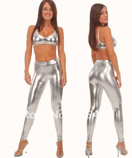 silver leather pants