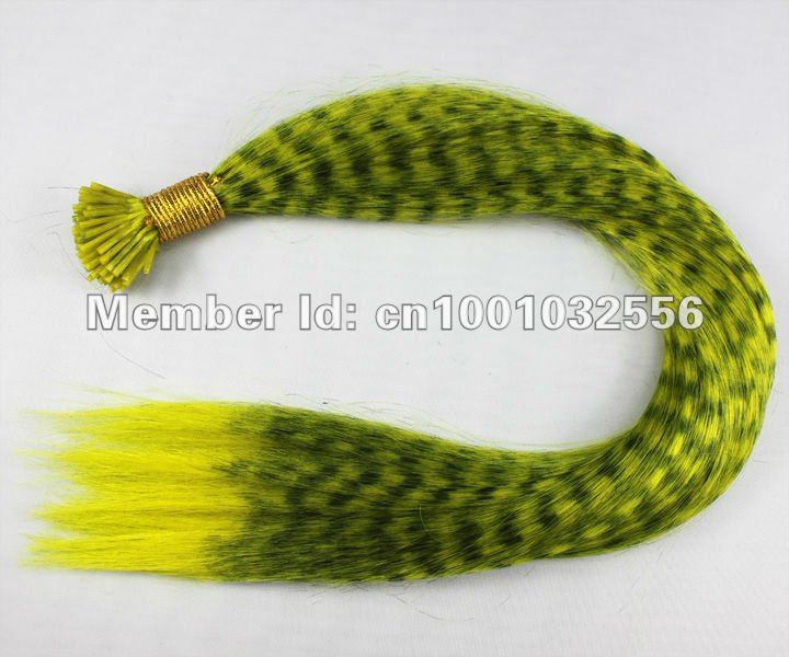 18\'\' long 100strands i tipped wholesale feather hair rextensions Straight yellow