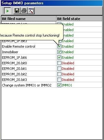 Read and change Setup IMMO parameters