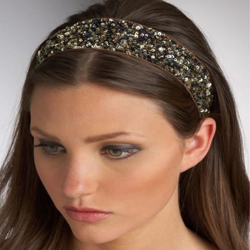 It's free shipping made easy This soft but strong and durable fabric is full of flapper Sparkle. These Glittery Sequined elastic stretch fashion and sports head bands are made of a high quality sequin poly elastic blend.