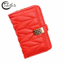 High-grade Chequer Sweet Lady Wallet W045 Short Hasp Women Purse 2016 Luxury Design Handbag High-grade Chequer Sweet Lady Wallet