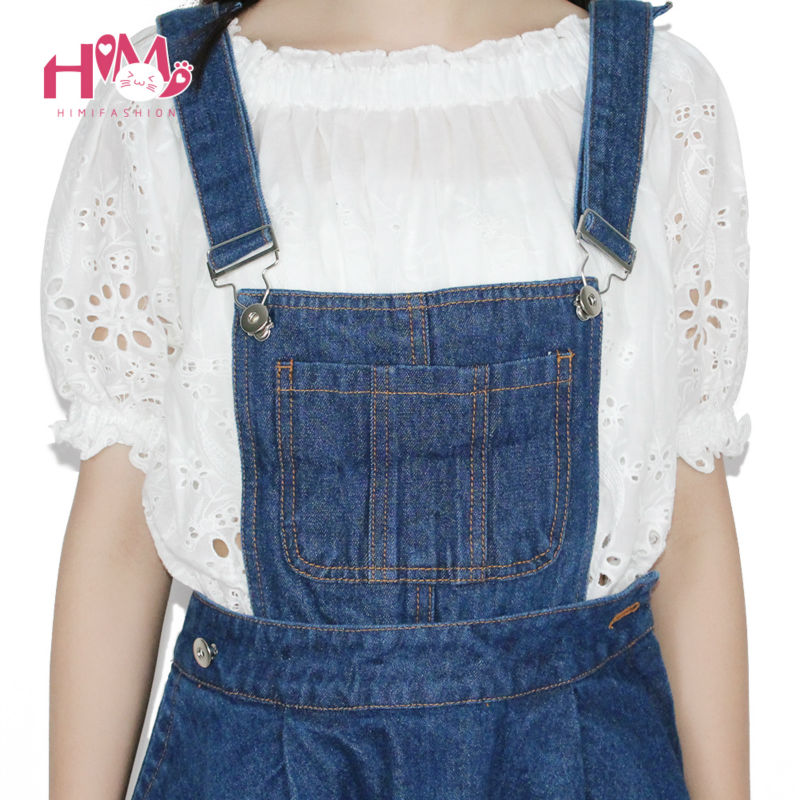 Vivi Japan Sstrap School Denim Dress For Ladies Dark Blue Removable Summer Detachable Student Overalls Dress Women Kawaii Cloth 12