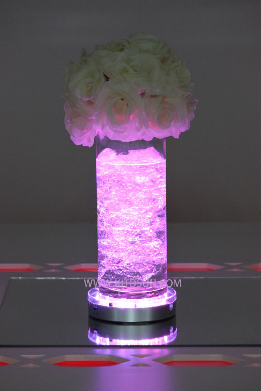 Battery Operated Flower Vase 6 Inch Round Led Light Base For