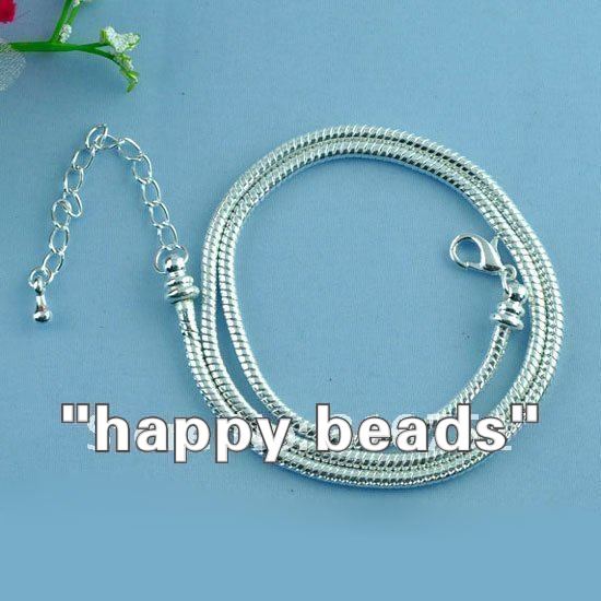 10pcs silver plated Snake Chain Necklaces Fit European Charm Bead 45cm(w010378x5)